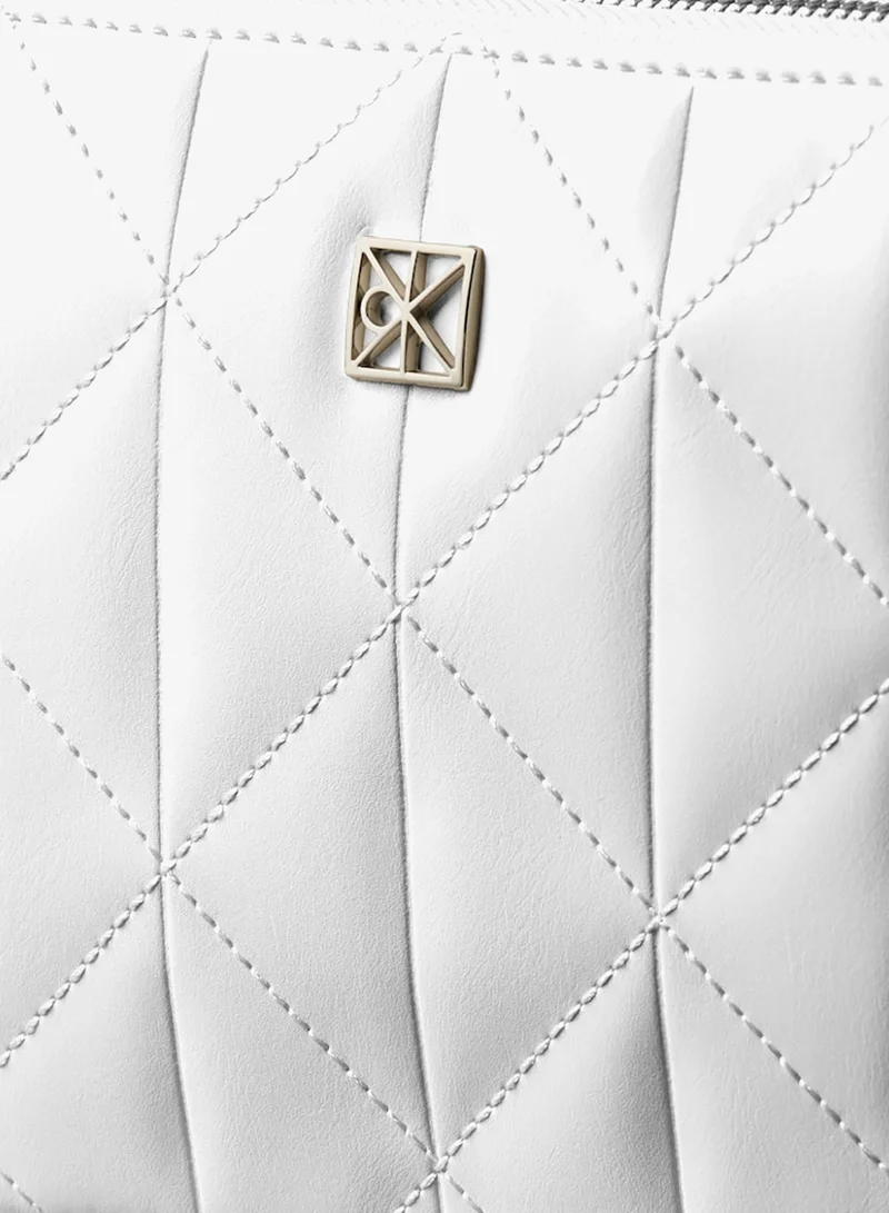 CALVIN KLEIN  Quilted Emblem Logo Double Zip Camera Bag for Women | Best Price UAE